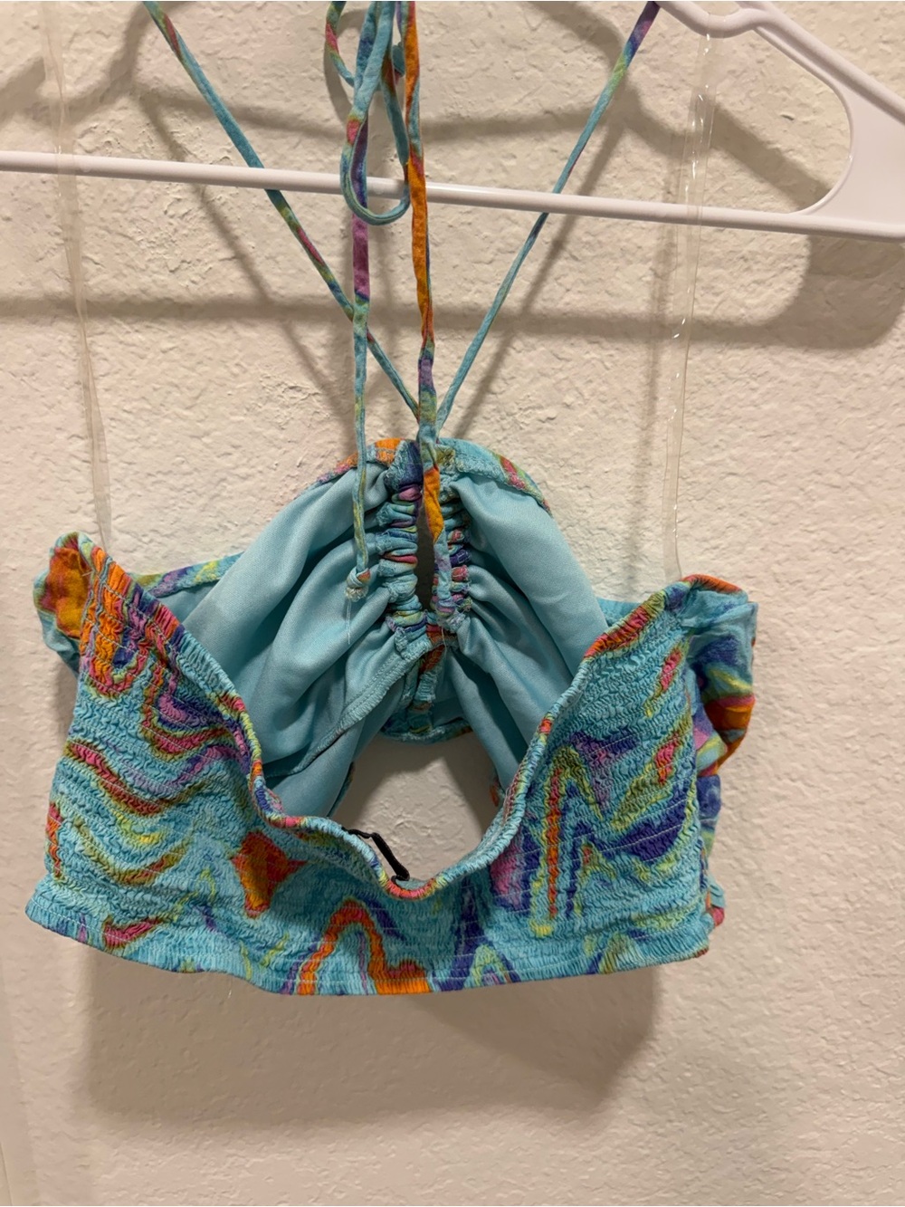wild fable Turquoise Multicolor Swirl Halter Bikini Top - Picture 3 of 4